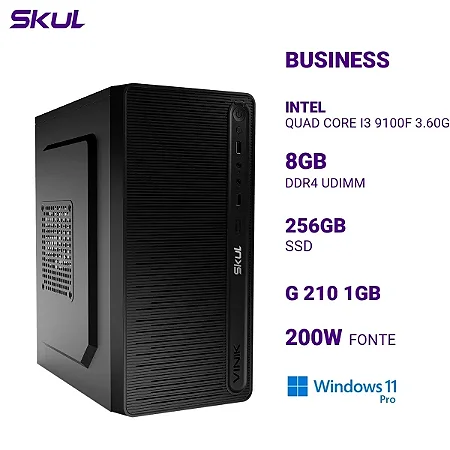 Computador B300 Quad Core I3 9100F 3.60Ghz Mem 8Gb Ddr4 Ssd 256Gb G 210 1Gb Fonte 200W Windows 11 Pro