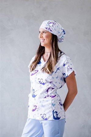 Combo Scrub  Comfy  + Shirt  Sininho Branca