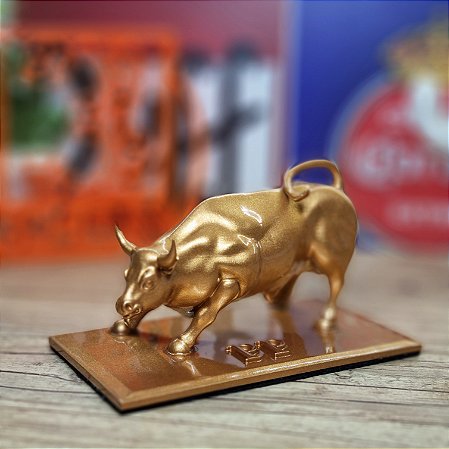 Touro Wall Street Personalizado - Ouro Envelhecido