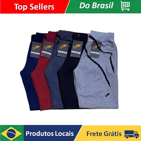 Kit 5 Bermudas de Moletom Shorts Básica Com Amarração Academia Treino Atacado