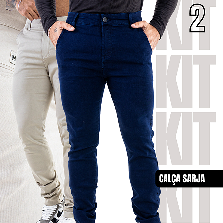 KIT COM 2 CALÇAS DE SARJA MASCULINAS ESPORTE FINO - Urban Zone Jeans - Moda  com conforto