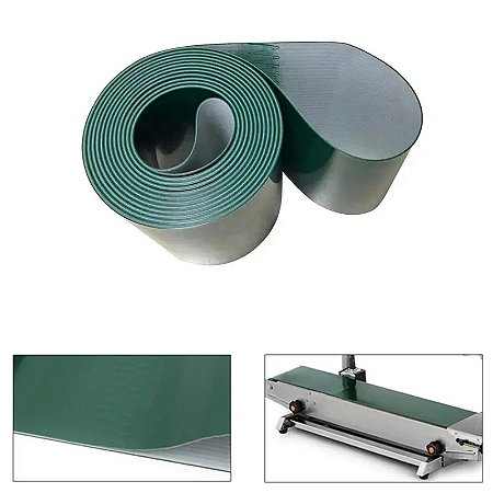 Correia em PVC Verde 3220 x100x2mm para Transporte Industrial