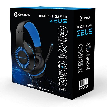 Headset Gamer Greatek Zeus C\ Fio E Led Azul Ps4 Xbox Pc
