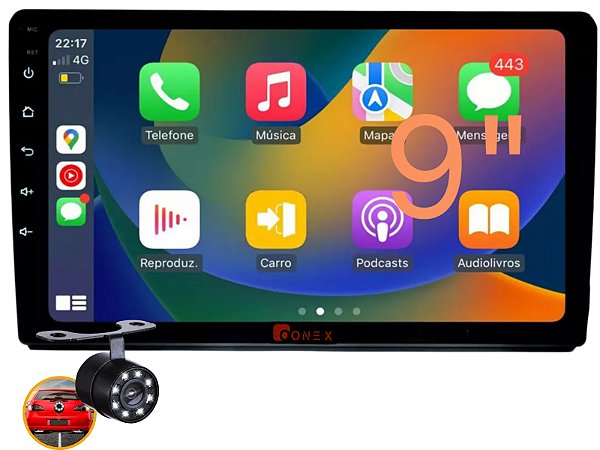 Central Multimidia 9 Pol Android Auto Apple Carplay S/fio Gps Apk Camera de Re