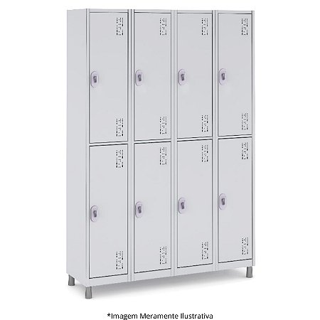 Roupeiro De Aço 8 Portas Grandes 128,8Lx35Px182A Cinza - Smart W3 10002