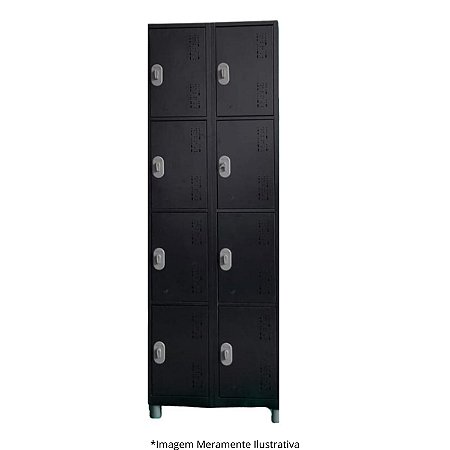 Roupeiro de Aço S 8 Portas Pequenas C/ Pitão 64,4Lx35Px182A + Pé 80MM PT/COR 10121