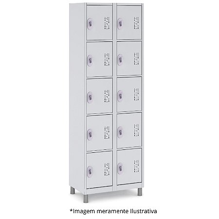 Roupeiro de Aço 10 Portas Pequenas 64,4Lx35Px182A Cinza - Smart W3 10120