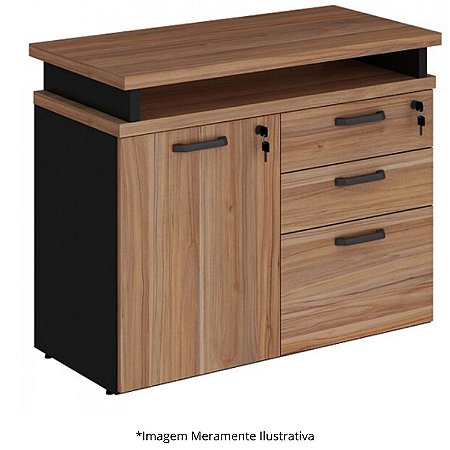 Armário Baixo Misto Com Extensão 90Lx45Px73,5A Nogal com Preto - Mileto 601108