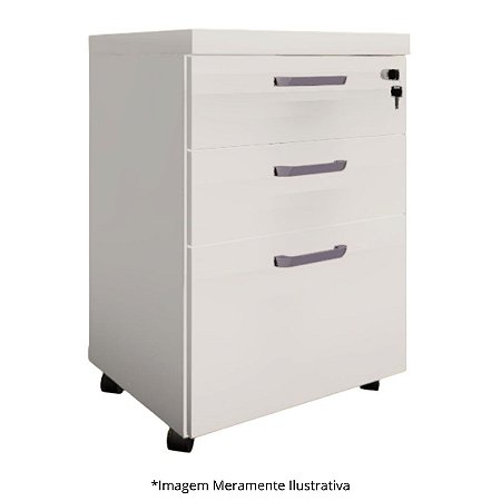 Gaveteiro Volante Com 2 Gavetas e 1 Gaveta para Pasta Suspensa 46,5Lx40,5Px68A Branco - Mileto 601509
