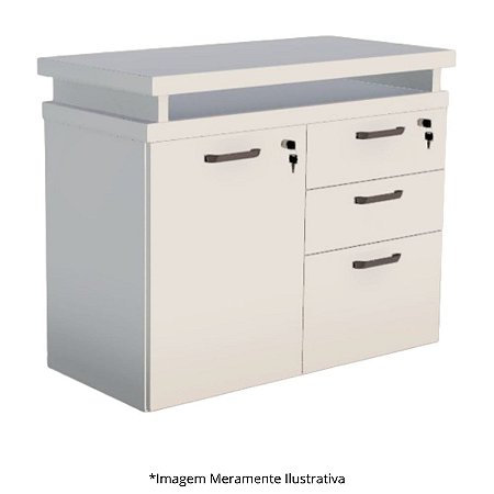 Armário Baixo Misto Com Extensão 3 Gavetas 90Lx45Px73,5A Branco - Mileto 601507