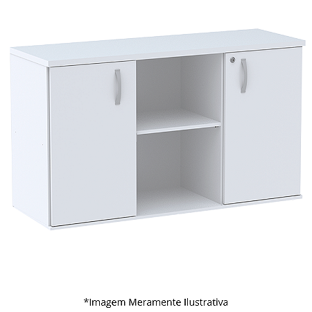 Armário Baixo Credenza Com 3 Prateleiras 120Lx45Px73,5A Branco - Mileto 601503