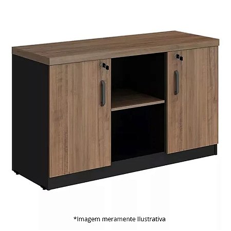Armário Baixo Credenza 120Lx45Px73,5A Málaga Com Preto - Mileto 601610