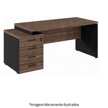 Mesa Diretor Dinâmica Mileto C/ 4 Gavetas Pedestal Pé Painel 40MM 170Lx70Px73,5A NO/PT (4v) 601129