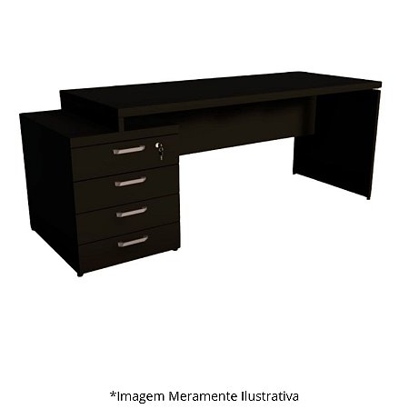 Mesa Diretor Dinâmica Mileto C/ 4 Gavetas Pedestal Pé Painel 40MM 170Lx70Px73,5A PT/PT (4v) 601405