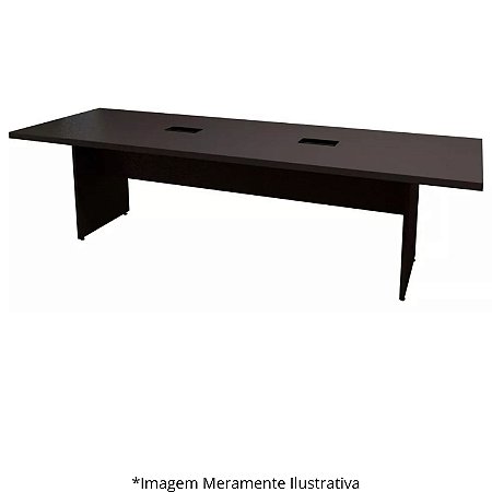 Mesa Reunião Retangular Pé Painel Mileto C/ 2 Caixas De Tomada 40MM 270Lx90Px73A PT/PT (5v) 601403