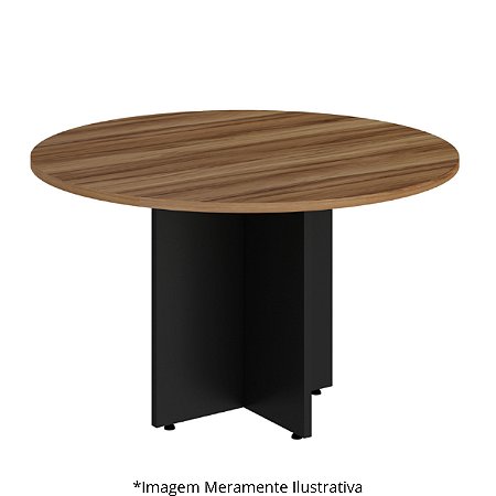 Mesa Reunião Circular Pé Painel Olímpia 25MM 120Lx120Px73A NO/PT (2v) 604704