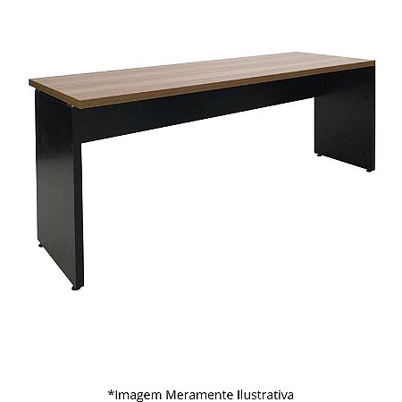 Mesa de Escritório Pé Painel 150Lx60Px73A Nogal com Preto - Olímpia 604703