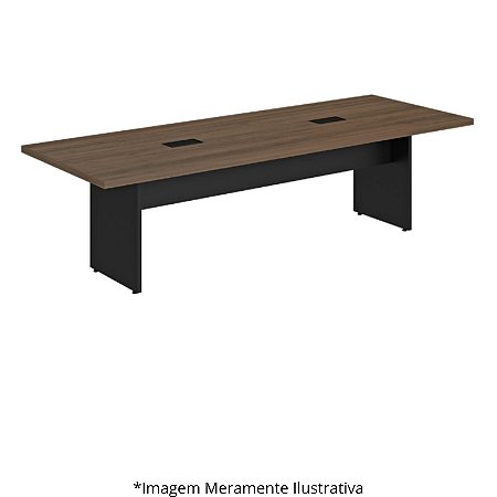 Mesa Reunião Retangular Pé Painel Mileto C/ 2 Caixas De Tomada 40MM 270Lx90Px73A MLG/PT (5v) 601601