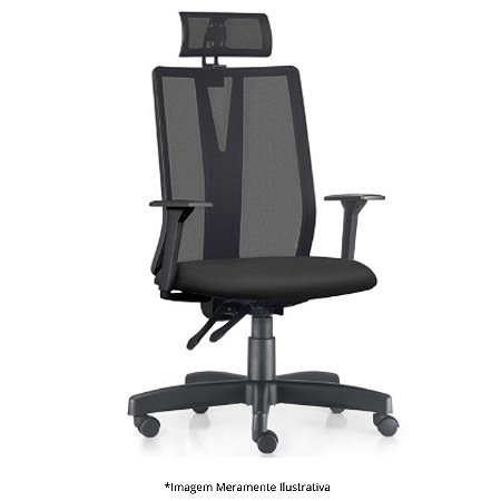 Cadeira Presidente Plus C/ Apoio De Cabeça Backsystem Base Metal C/ Capa PT Braço Reg Altura Assento Crepe PT 400202