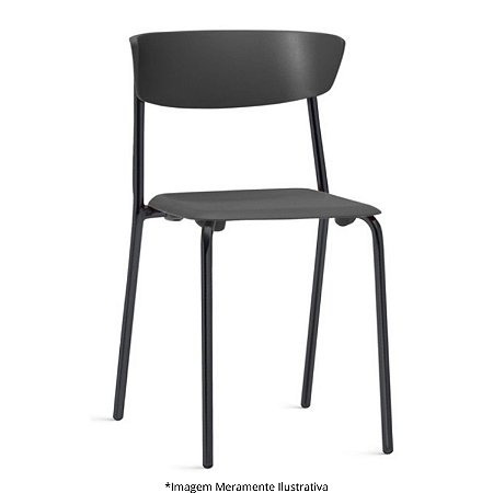 Cadeira Empilhável Fixa em Polipropileno Preto - Fit 400401