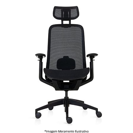Cadeira Chic Mec Syncron Slide Base Piramidal Nylon PT Rod Nylon Ass Tela PT Enc Tela PT C/ Lombar Braço Reg Alt 402401