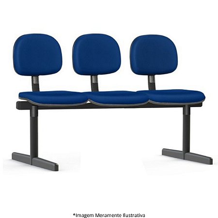 Longarina Basic 2173 C/ 3 Lugares Poliéster Azul 400114