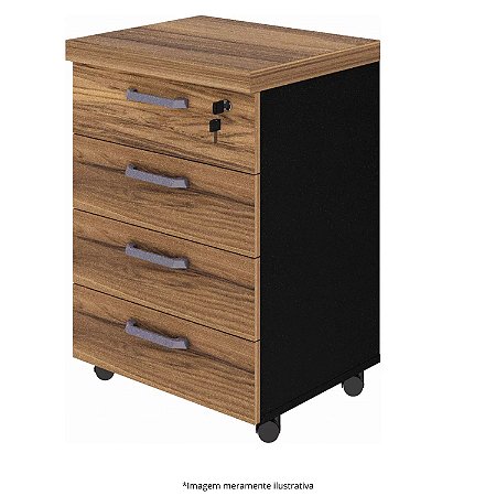 Gaveteiro Volante Com 4 Gavetas 48Lx43Px68,5A Nogal com Preto - LT 650308