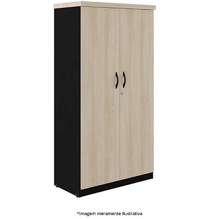 Armário Alto Com 3 Prateleiras 75x38,5x160,5 - Carvalho Brasileiro com Preto - LT 650323