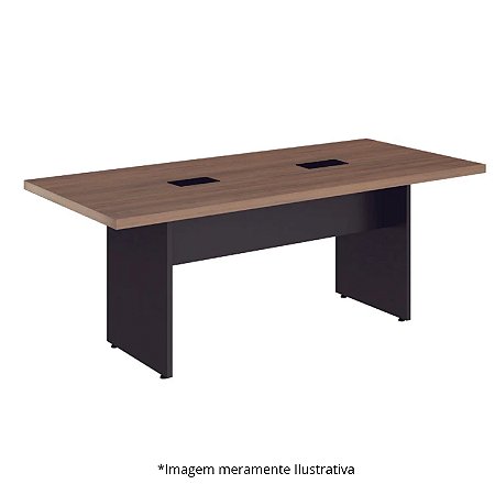 Mesa De Reunião Modena Retangular C/ 2 Caixas De Tomada Pé Painel 40MM 240Lx120Px74,5A NO/PT CHESS 650121