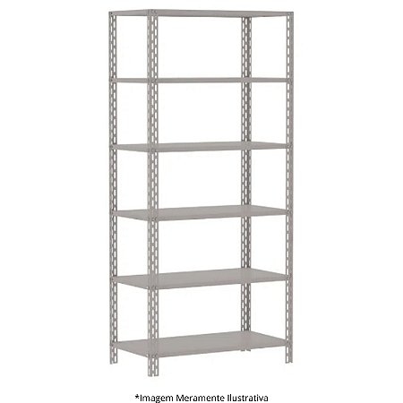 Estante de Aço 6 Prateleiras C/ Oblongo 1 Reforço Suporta 60 kg CH 24 92Lx42Px250A 10104