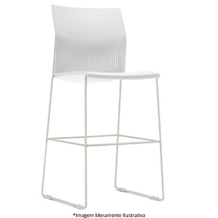 Banqueta Alta Plug Assento e Encosto Branco Estrutura CZ Ral Microtexturizado 400506