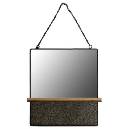 Espelho Emoldurado Com Prateleira de Madeira Square Visions 1.5 x 30 x 30 Cm