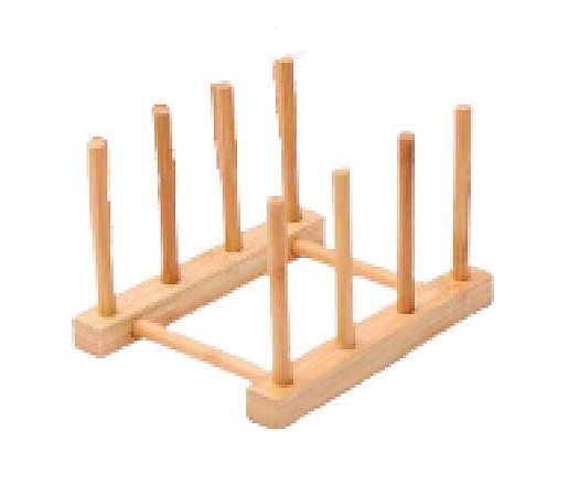Porta Pratos Bambu -  4 Divisórias