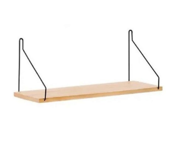 Prateleira Decorativas De Madeira com Suporte Metal 44cm