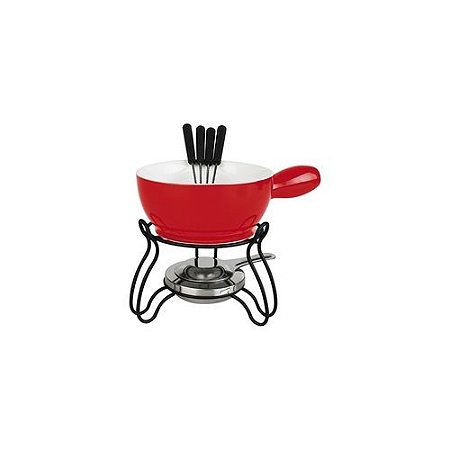 Conjunto Para Fondue Lausanne Vermelho de Ceramica 8 Peças