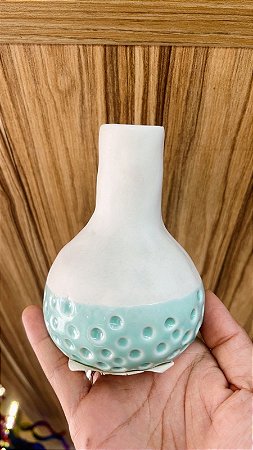 Vaso Bicolor de Ceramica Verde
