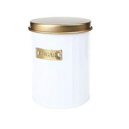 Porta Mantimento Sugar de Metal Redondo Branco