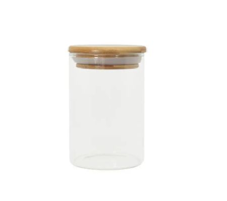 Pote De Vidro De Mantimentos 1100ml com Tampa De Bambu