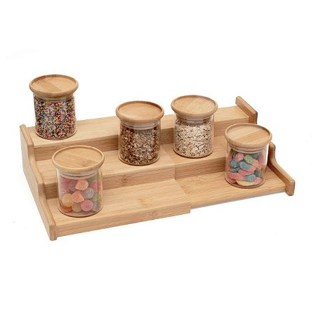 Rack organizador extensível de bambu