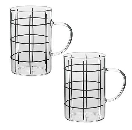 CONJUNTOS 2 CANECAS E VIDRO BOROSSILICATO 280 ML