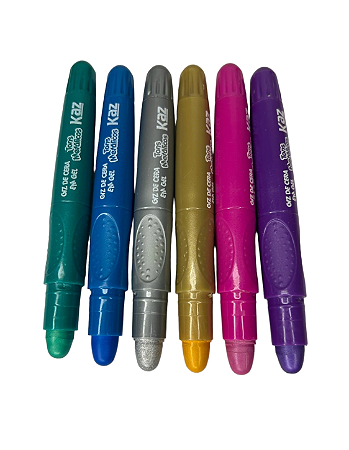 Giz de Cera em Gel Tons Metálicos com 6 Cores