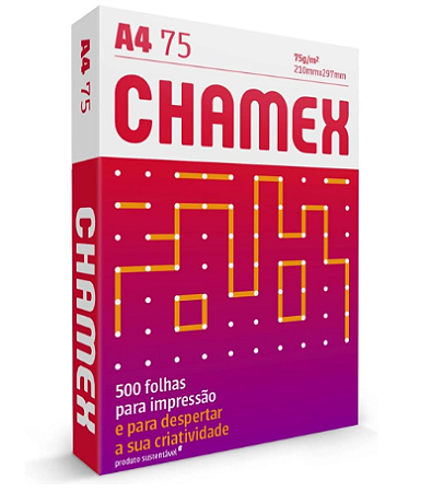 Papel Sulfite Chamex, A4, 75g/m², 500 folhas, 210mmx297mm