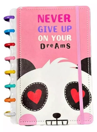 Caderno Inteligente A5 10 Discos Diário Panda 80 Folhas Pautada