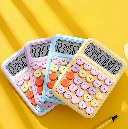 Calculadora Colorida De 12 Dígitos Teclado Mecânico De Ponto Grande Escola Papelaria Escritório
