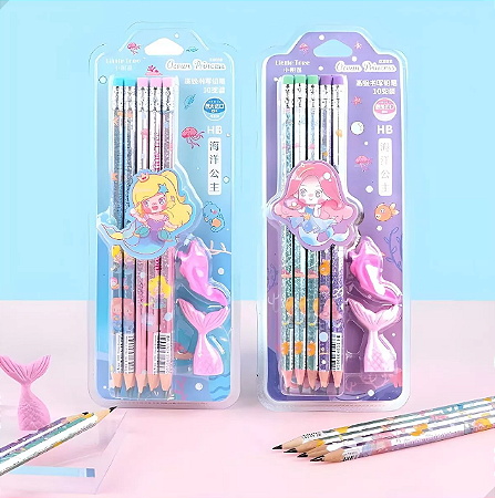 Kit com 10 Lápis HB Ocean Princess - Little Tree