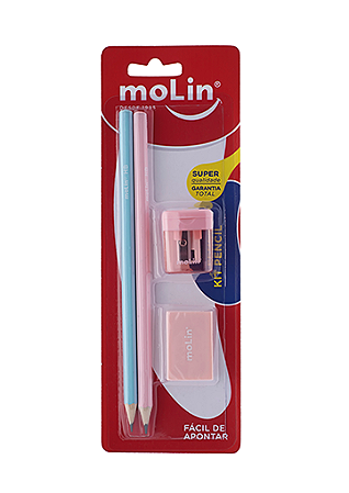 Kit Pencil 2 Lápis 1 Apontador 1 Borracha - Molin