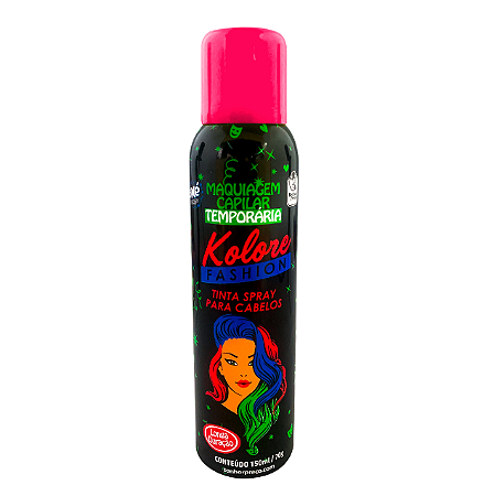 Tinta Spray Rosa Pink Kolore Fashion Para Cabelo Spray Para Festas Carnaval e Penteado 150ML