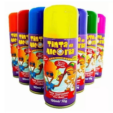 Tinta Spray Colorido p/ Pintar Cabelo - Tinta da Alegria