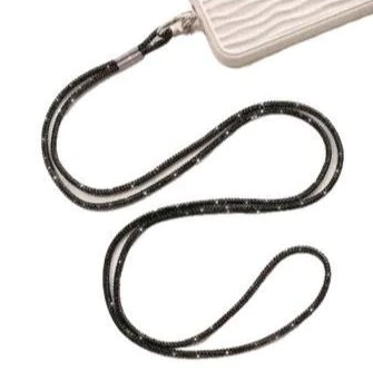 Cordão Celular com Brilho PRETO Alça para Telefone com Glitter