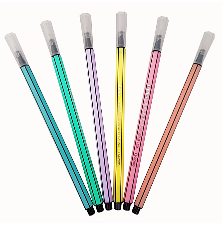 Kit 6 Canetas 0.4mm Ponta Fina Tons Pastéis